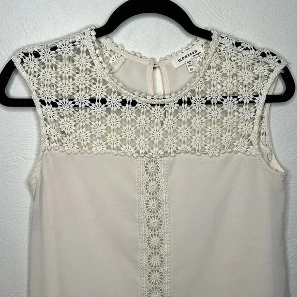 Monteau Crochet Cap Sleeve Top Blouse Size M - Picture 3 of 9